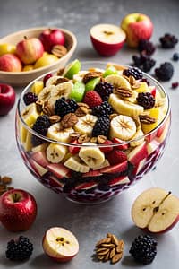 fruit salad (apple, banana, mulberries)